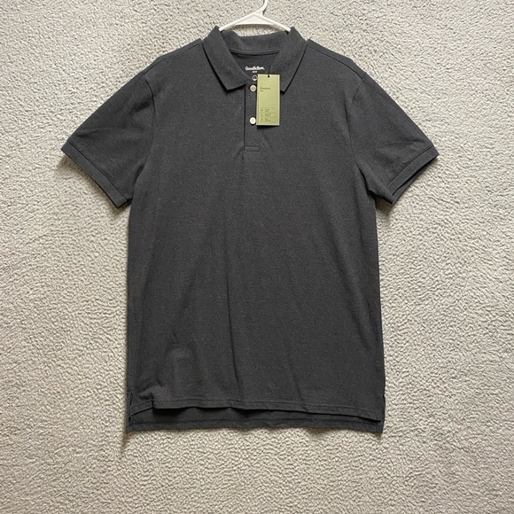 Goodfellow Mens Polo Shirt Size Large Railroad Gray Collared Short Sleeve New - Picture 1 of 15